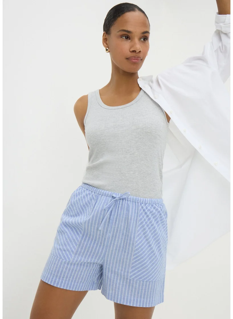 Matalan Blue Stripe Tie Waist Boxer Shorts