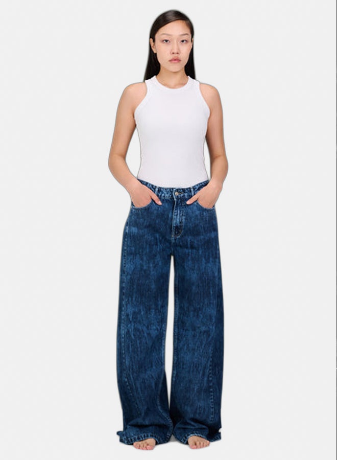 TGS Mid Blue Acid Wash Flared Leg Women Jeans - Image 2