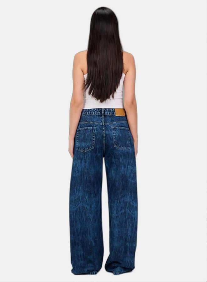 TGS Mid Blue Acid Wash Flared Leg Women Jeans - Image 3