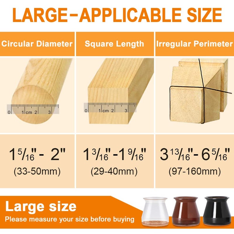 VIUME 24 Pcs Chair Leg Floor Protectors for Hardwood Floors Silicone Covers to Protect Wood Tile Floors Felt Pads Furniture Leg Caps Non Slip Reduce Noise (Large-Clear) - Image 5