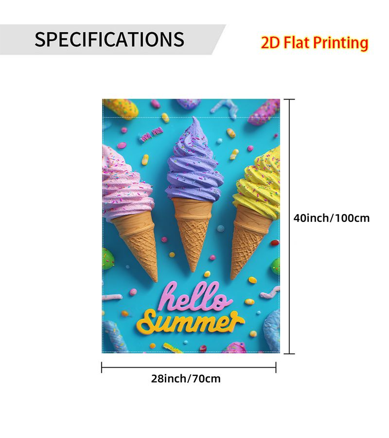1pcs Summer Colorful Ice Cream Pattern Flag 12x18 Inch Double Sided Garden Flag Outdoor Lawn Decoration - Image 3
