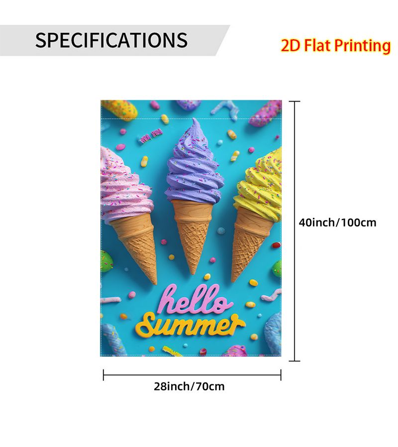 1pcs Summer Colorful Ice Cream Pattern Flag 12x18 Inch Double Sided Garden Flag Outdoor Lawn Decoration - Image 4