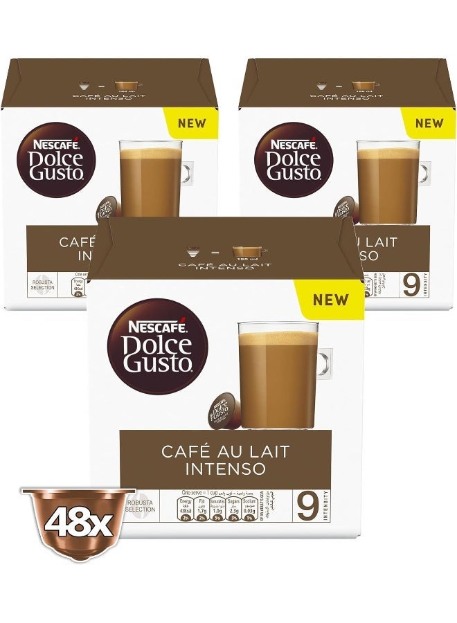 Nescafe Dolce Gusto Café Au Lait Intenso 16 Capsules 480grams Pack of 3 - Image 1