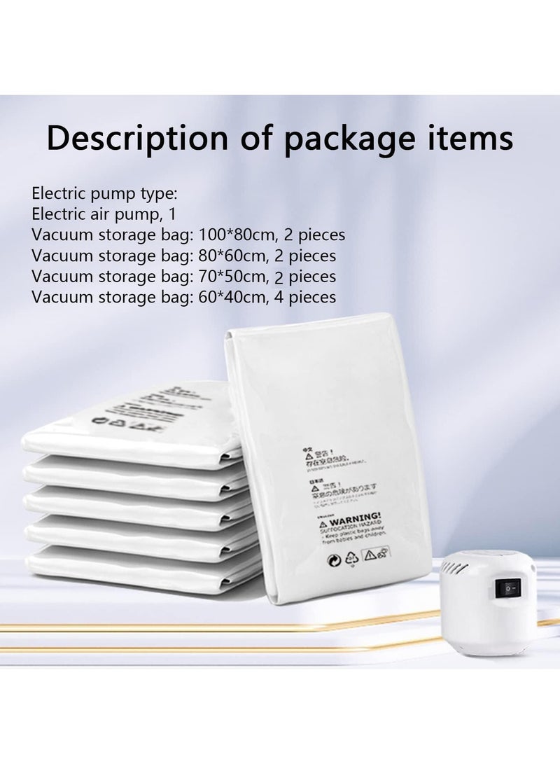 Vacuum Seal Storage Bags, 10 Pack Reusable Compression Bags(2 Jumbo + 2 Large + 2 Medium + 4 Small), Premium Vacuum Storage Bags with Electric Pump for Bedding, Clothes, Curtains, Pillows  - Image 2