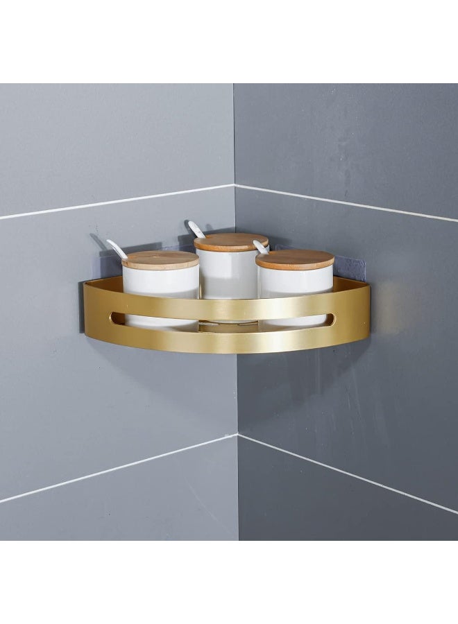 Beauenty Brushed Gold Triangle Bathroom Corner Shelf with Adhesive or Drilling - Image 5