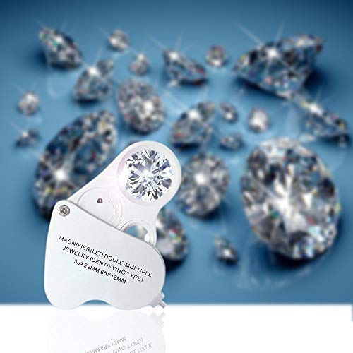 DREAME 30X 60X LED Light Illuminated Jewelers Loupe Magnifier, Foldable Jewelry Magnifier for Gems Jewelry Rocks Stamps Coins Watches - Image 2