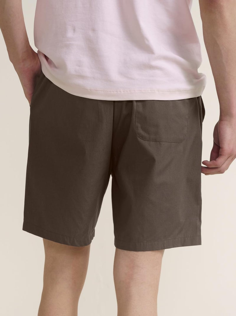 DAMENSCH Cotton Lounge Shorts for Men, Elasticated Waistband, Bermuda, Relaxed Fit Half Pant, Home Shorts for Man-Coffee Brown-L - Image 4