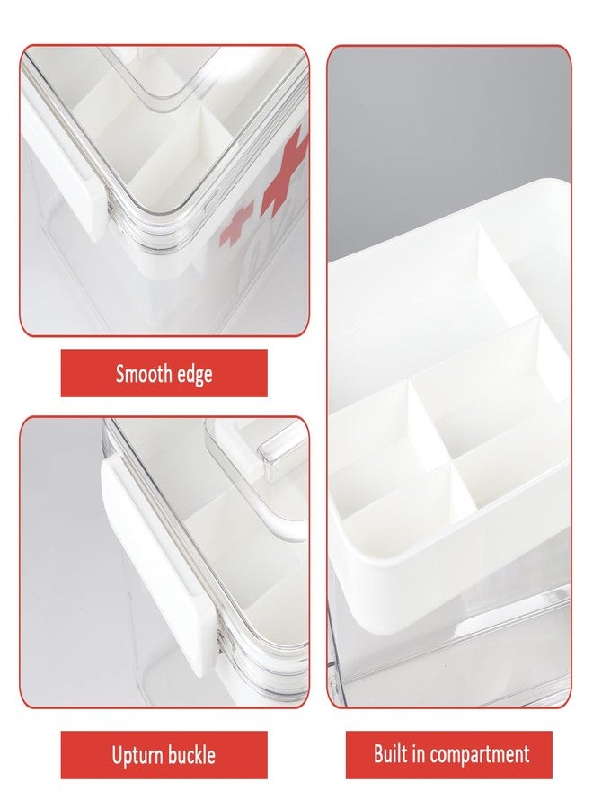 Duimbok Medicine Cabinet Organizer with Lid, Clear Plastic Medicine Organizer for Cabinet and Countertop, First Aid Box for Bathroom Storage, Portable Medical Box with Handle for Home Use - Image 3