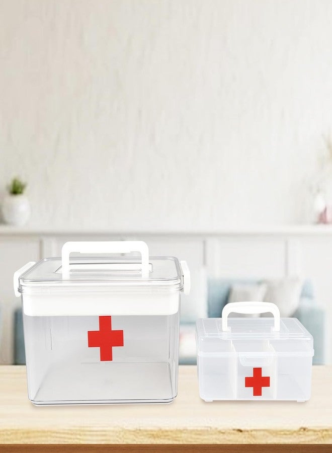 Duimbok Medicine Cabinet Organizer with Lid, Clear Plastic Medicine Organizer for Cabinet and Countertop, First Aid Box for Bathroom Storage, Portable Medical Box with Handle for Home Use - Image 4