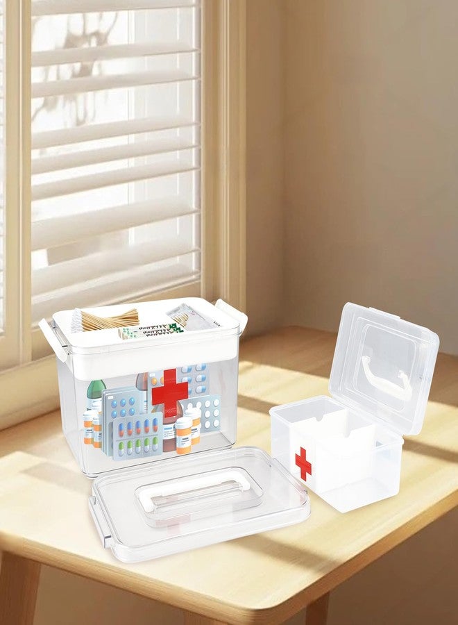 Duimbok Medicine Cabinet Organizer with Lid, Clear Plastic Medicine Organizer for Cabinet and Countertop, First Aid Box for Bathroom Storage, Portable Medical Box with Handle for Home Use - Image 5