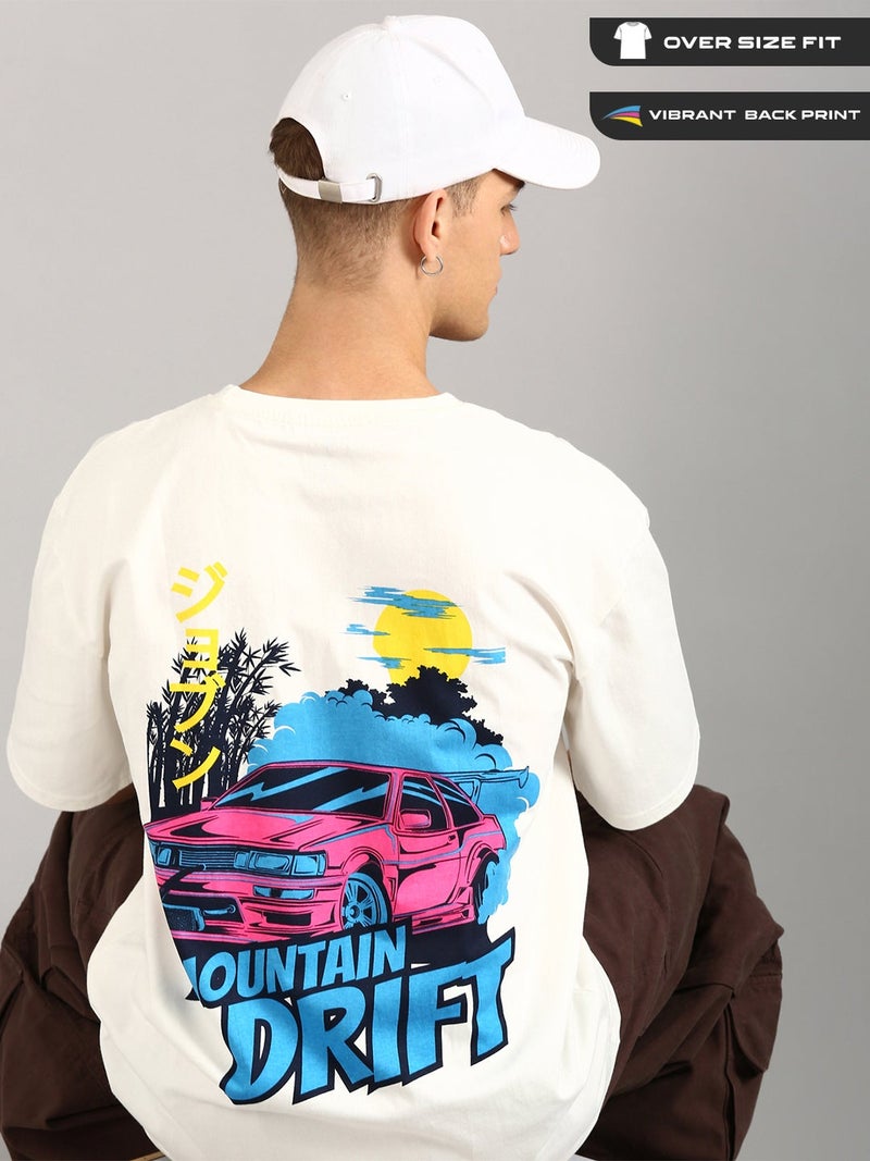 Joven Men White Printed Pure Cotton Oversized T-Shirt - Image 2