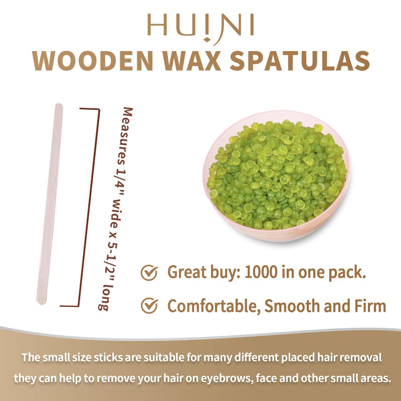 Huini 1000 Ct. Wooden Waxing Applicators Sticks for Face & Eyebrows Wax Spatula Hair Removal CD-S02-3 - Image 2