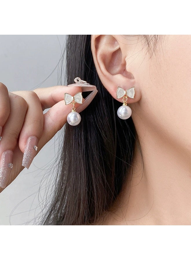 Goolsky Sweet Bow Pearl Stud Earrings for Women – S925 Silver Post, Versatile Elegant Boutique Jewelry - Image 4