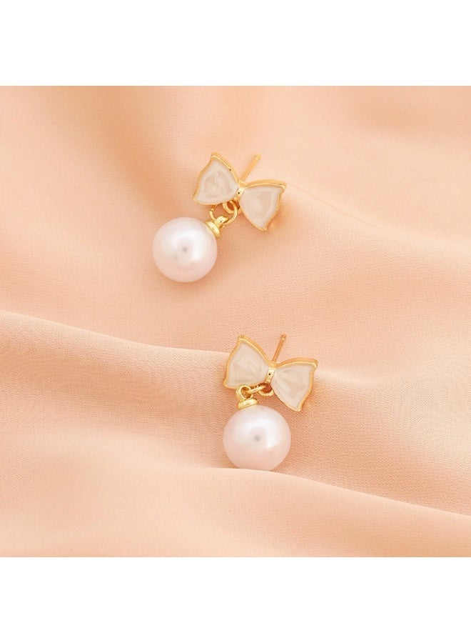 Goolsky Sweet Bow Pearl Stud Earrings for Women – S925 Silver Post, Versatile Elegant Boutique Jewelry - Image 5