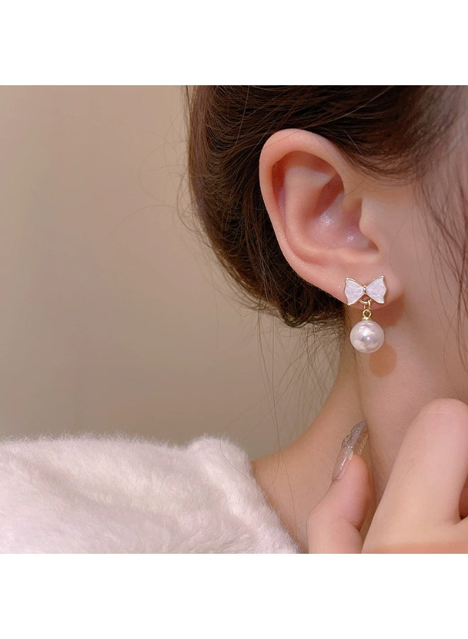 Goolsky Sweet Bow Pearl Stud Earrings for Women – S925 Silver Post, Versatile Elegant Boutique Jewelry - Image 1