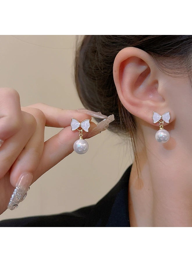 Goolsky Sweet Bow Pearl Stud Earrings for Women – S925 Silver Post, Versatile Elegant Boutique Jewelry - Image 2