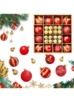 Coavas Christmas Ball Ornaments, 44Pcs Shatterproof Christmas Hanging Ornaments, Christmas Tree Decorations For Xmas Trees Decor Holiday Party (Red&Gold,2.36In &1.18In)  - Image 1