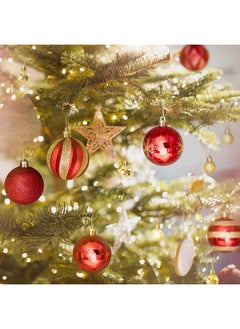 Coavas Christmas Ball Ornaments, 44Pcs Shatterproof Christmas Hanging Ornaments, Christmas Tree Decorations For Xmas Trees Decor Holiday Party (Red&Gold,2.36In &1.18In)  - Image 3