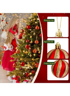 Coavas Christmas Ball Ornaments, 44Pcs Shatterproof Christmas Hanging Ornaments, Christmas Tree Decorations For Xmas Trees Decor Holiday Party (Red&Gold,2.36In &1.18In)  - Image 5