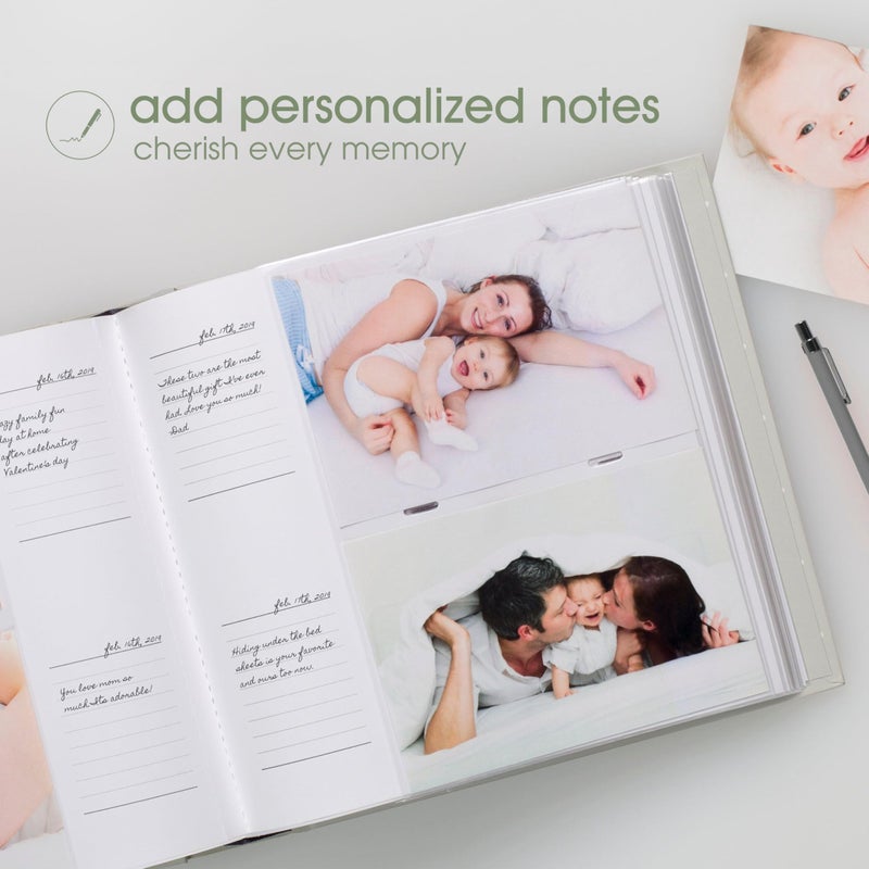 Pearhead Baby Photo Album, Keepsake Book for New and Expecting Parents, Gender-Neutral Baby Accessory, Ideal Gift for Baby Shower, Holds 200 Pictures, Gray and White Polka Dot - Image 2