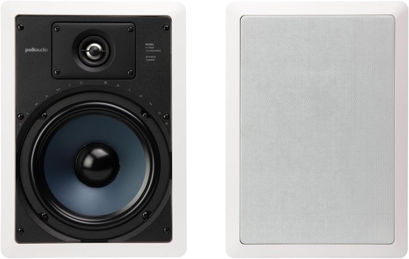 Polk Audio RC85i 2-Way Premium in-Wall 8" Rectangular Speakers, Perfect for Damp and Humid Indoor Placement - Bath, Kitchen, Covered Porches (White, Paintable Grille), 1 Pair - Image 1