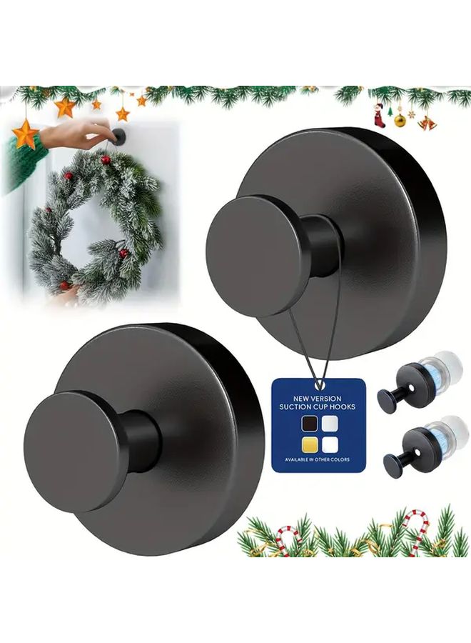 2pcs Matte Silvery Suction Cup Hooks 15lb Hold No Drill Adhesive For Bathroom Kitchen - Image 3