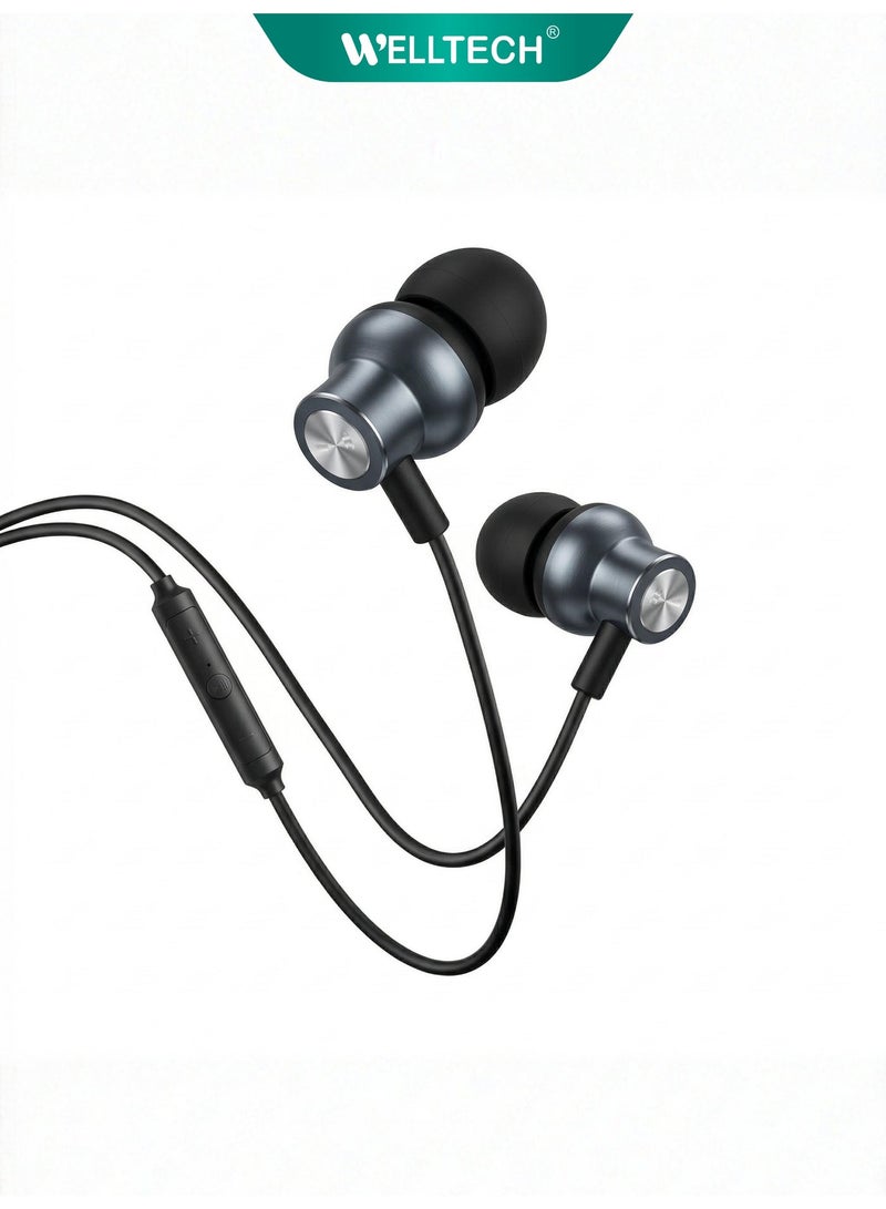 WELLTECH 3.5mm Wired Earphones with Mic Clear Voice Calling Headphones Noise Isolation In Ear Headset for Android iPhone Laptop Gaming Meetings WELLTECH HFD65 - Image 1