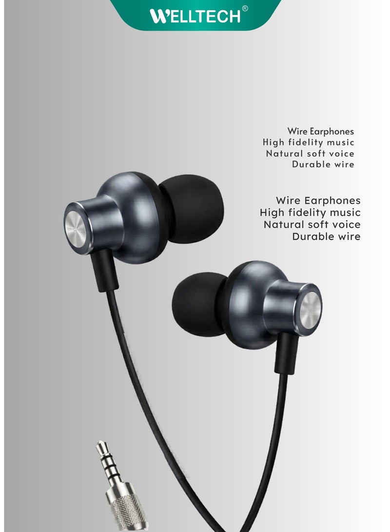 WELLTECH 3.5mm Wired Earphones with Mic Clear Voice Calling Headphones Noise Isolation In Ear Headset for Android iPhone Laptop Gaming Meetings WELLTECH HFD65 - Image 2