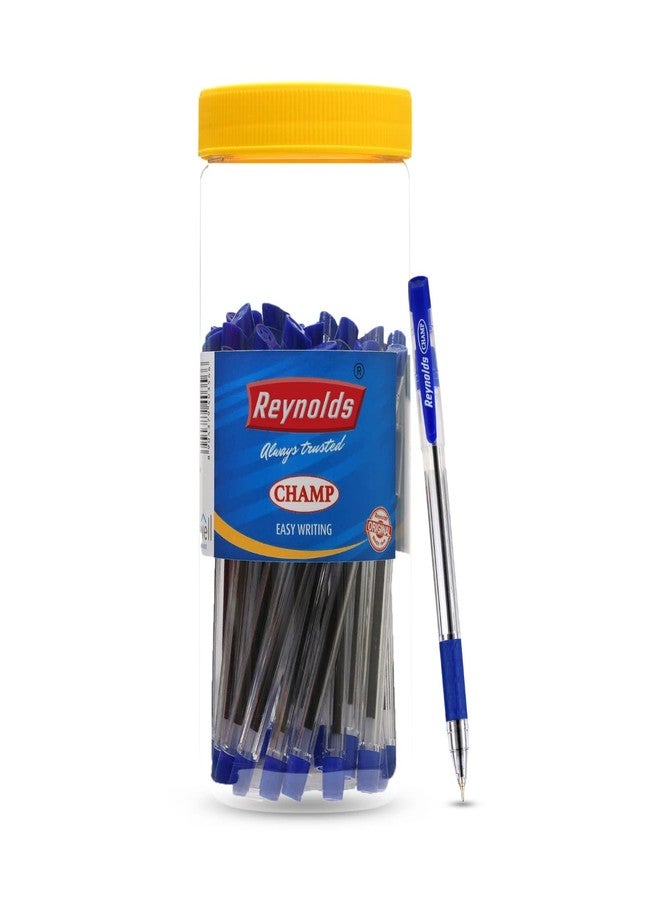 Reynolds CHAMP BP 30 COUNT JAR, BLUE Ball Pen I Lightweight Ball Pen With Comfortable Grip for Extra Smooth Writing I School and Office Stationery - Image 1