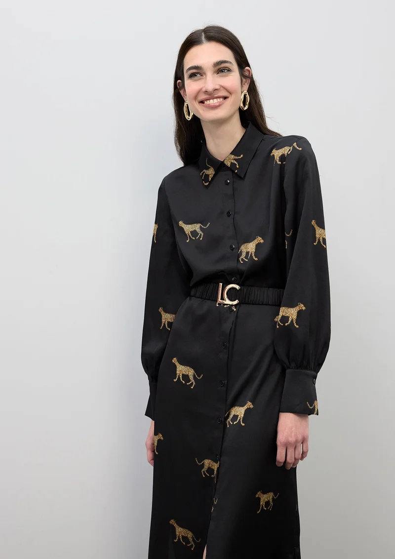 لولا كساديمونت Leopard Print Satin Dress