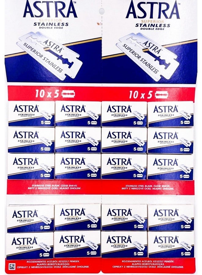 أسترا شفرات حلاقة مزدوجة الحافة من الفولاذ المقاوم للصدأ، 100 قطعة - Image 1