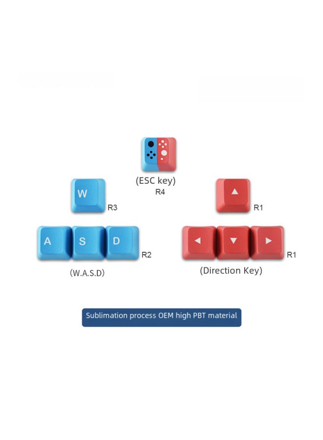 Wasd Directional Key Heat Sublimation Keycaps Colorful Unique Rgby Personalized Pbt Mechanical Keyboard Keycaps-Color:Pirate Flag 9 Key - Image 2