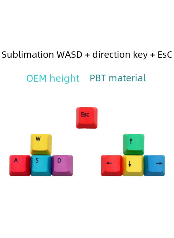 Wasd Directional Key Heat Sublimation Keycaps Colorful Unique Rgby Personalized Pbt Mechanical Keyboard Keycaps-Color:Pirate Flag 9 Key - Image 4