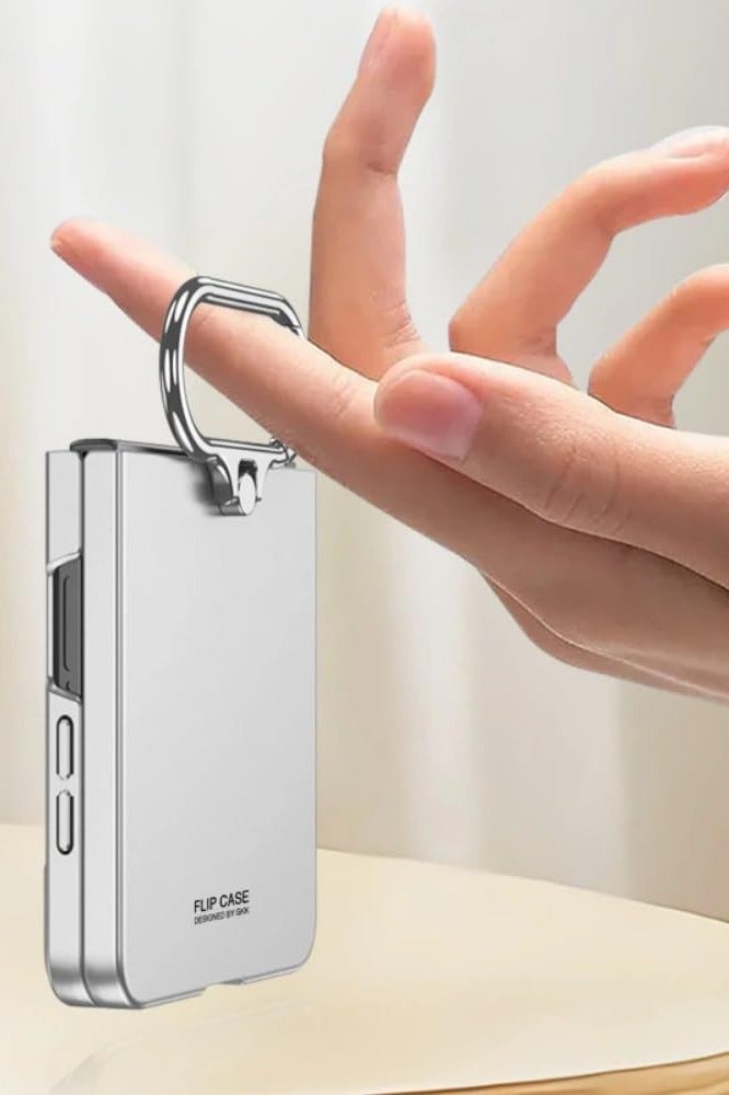 Case Compatible with Samsung Galaxy Z Flip 7, with Ring Stand and Small Screen Tempered Film, PC Full-coverage Folding Case for Galaxy Z Flip 7 - Image 3