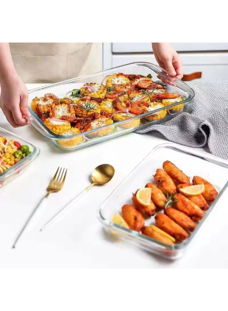 Heat-resistant glass ovenware set, 2-piece Pyrex casserole set, ovenproof up to 300°C, microwave-safe, dishwasher-safe and freezer-safe up to 40°C - Image 1
