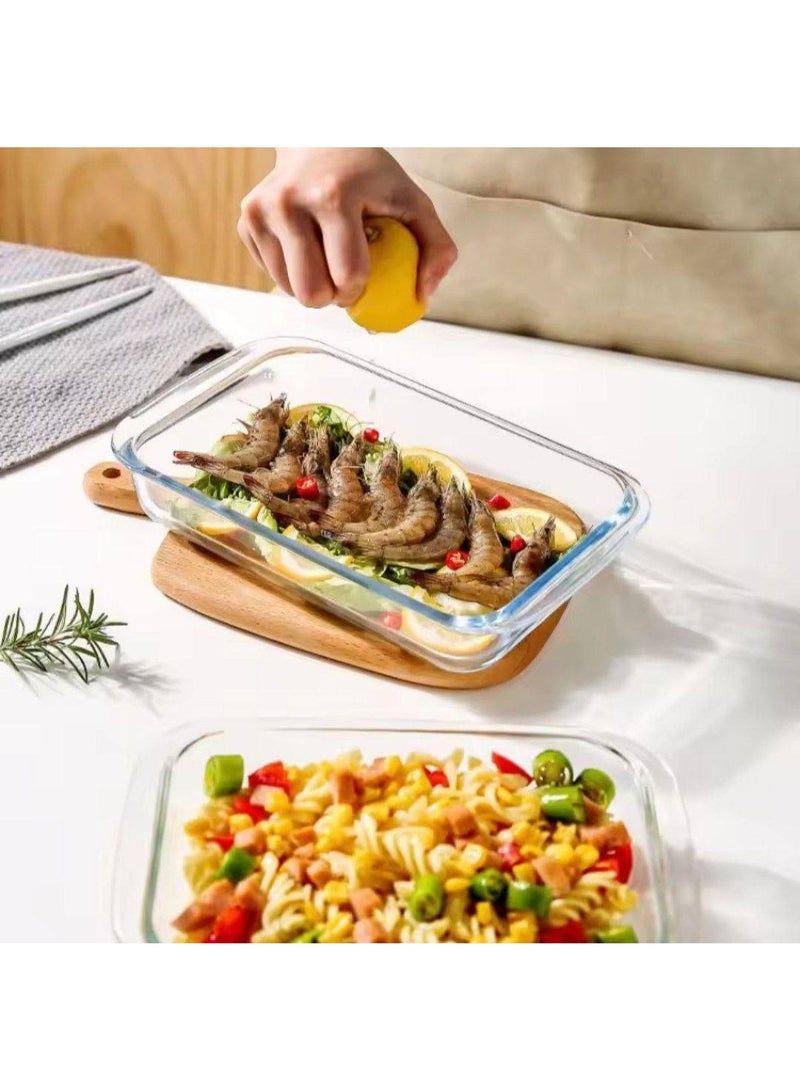 Heat-resistant glass ovenware set, 2-piece Pyrex casserole set, ovenproof up to 300°C, microwave-safe, dishwasher-safe and freezer-safe up to 40°C - Image 3
