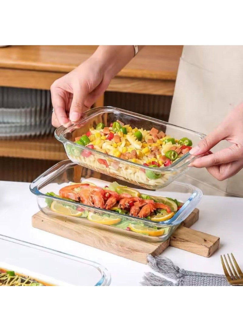 Heat-resistant glass ovenware set, 2-piece Pyrex casserole set, ovenproof up to 300°C, microwave-safe, dishwasher-safe and freezer-safe up to 40°C - Image 2