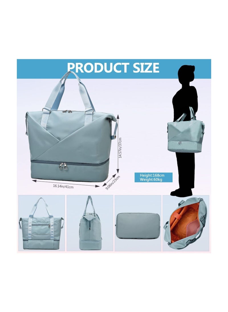 Generic - Womens Travel Bag Duffle Bag with Laptop Compartment Water Resistant Gym Weekend Bag Overnight Hospital Bag Holdall with Separated Shoes Compartment Wet Pocket Sky Blue - Image 1