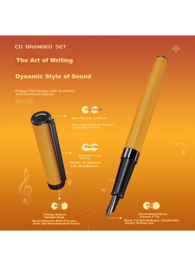Pimio Elvis Presley Speaker Pen Gift Box High-end Business Office Signature Pen Gift Adult Graduation Gift Men And Women Calligraphy Set Joyful Sound Yellow - Image 4