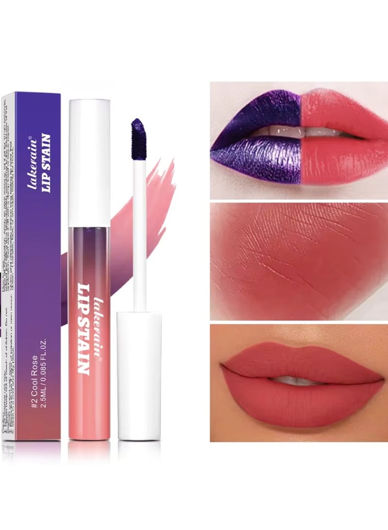 lakerain أحمر شفاه بقعة قابلة للتقشير لون شفاه طويل الأمد بقعة شفاه قابلة للتقشير مقاومة للعرق وماء طويل الأمد أحمر شفاه غير لامع عالي الصبغة روز بارد 02 - Image 1