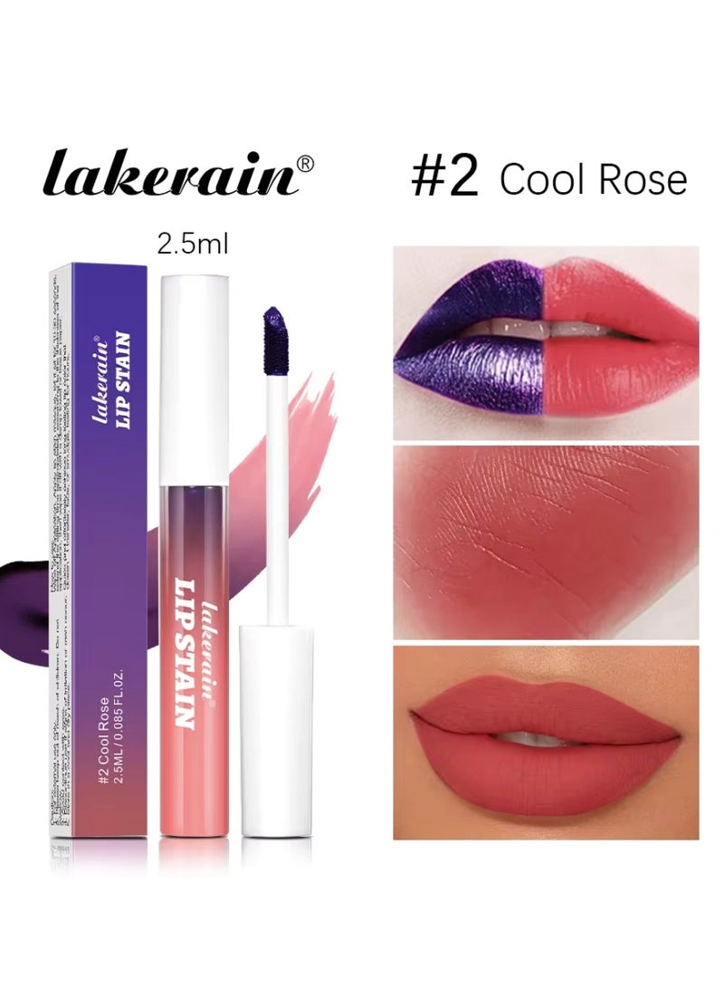 lakerain أحمر شفاه بقعة قابلة للتقشير لون شفاه طويل الأمد بقعة شفاه قابلة للتقشير مقاومة للعرق وماء طويل الأمد أحمر شفاه غير لامع عالي الصبغة روز بارد 02 - Image 2