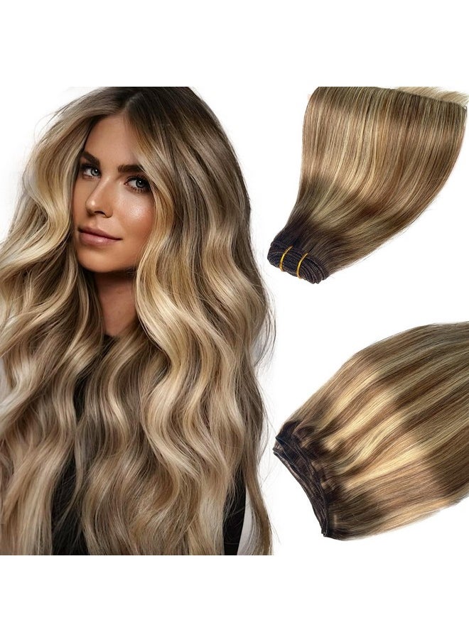 Sew In Weft Hair Extensions Real Human Hair 14 Inch 80G Ombre Hair Extensions Brown Balayage Blonde Highlights Hair Extensions Real Human Hair Weft Extensions Human Hair Weave Bundles For Women - pzsku/Z839A77F04CBFCE935FCBZ/45/_/1696069817/68e0365e-f290-46d8-b5ee-a41308697500