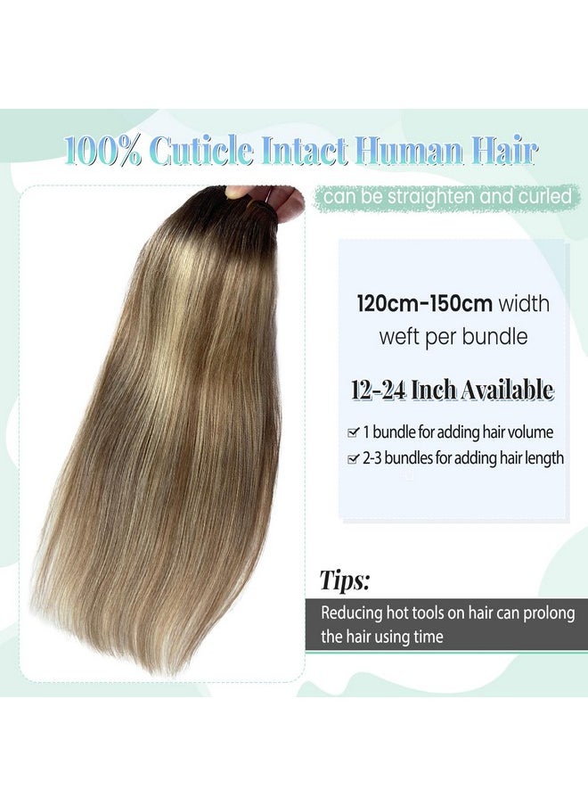 Sew In Weft Hair Extensions Real Human Hair 14 Inch 80G Ombre Hair Extensions Brown Balayage Blonde Highlights Hair Extensions Real Human Hair Weft Extensions Human Hair Weave Bundles For Women - pzsku/Z839A77F04CBFCE935FCBZ/45/_/1696069826/e5c88c20-d0bb-41d4-98af-723a1ff6190a