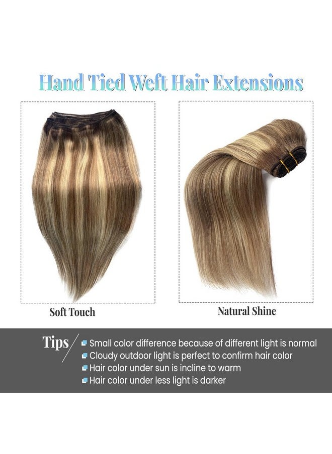 Sew In Weft Hair Extensions Real Human Hair 14 Inch 80G Ombre Hair Extensions Brown Balayage Blonde Highlights Hair Extensions Real Human Hair Weft Extensions Human Hair Weave Bundles For Women - pzsku/Z839A77F04CBFCE935FCBZ/45/_/1696069830/61451988-0521-4cc6-8480-18f61544bcc0