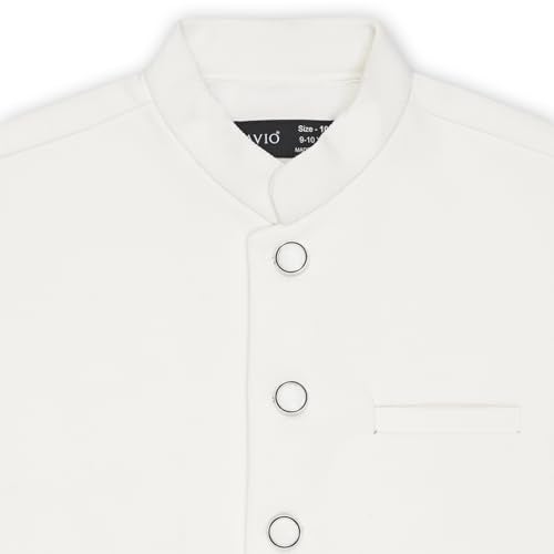 CAVIO Boys White Solid Nehru Jacket - Image 2