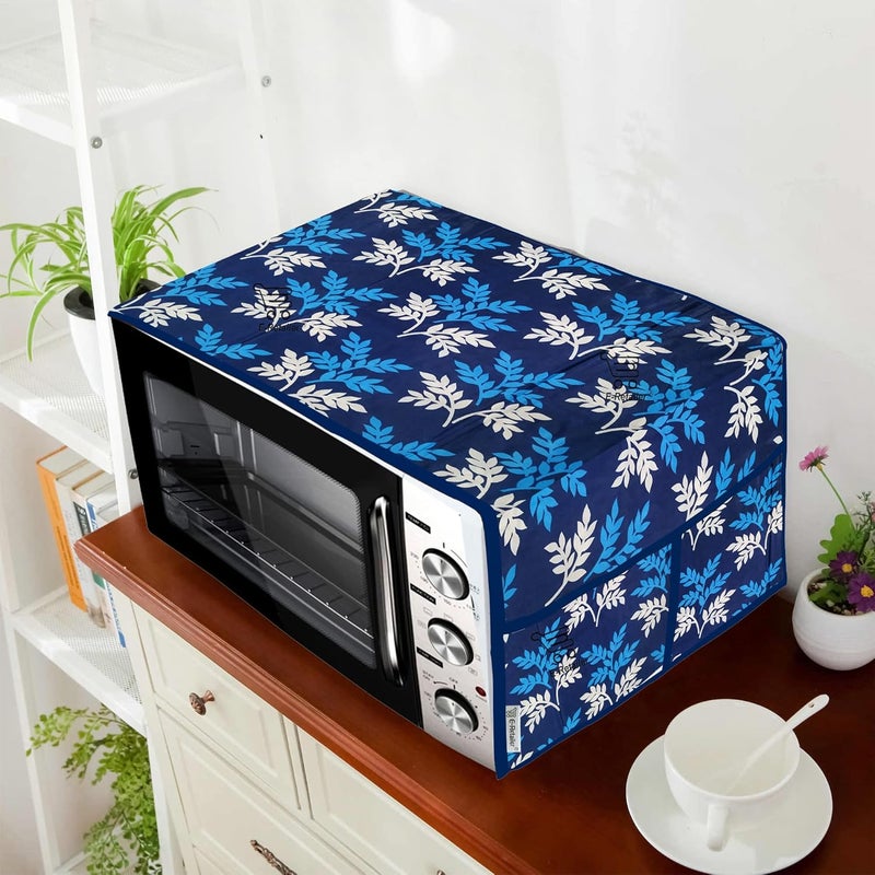 E-Retailer ERetailer Polyester 3Layered With 4 Utility Pockets Microwave Oven Top Cover Suitable for Upto 30 Liter Color Blue Size36x14 Inches