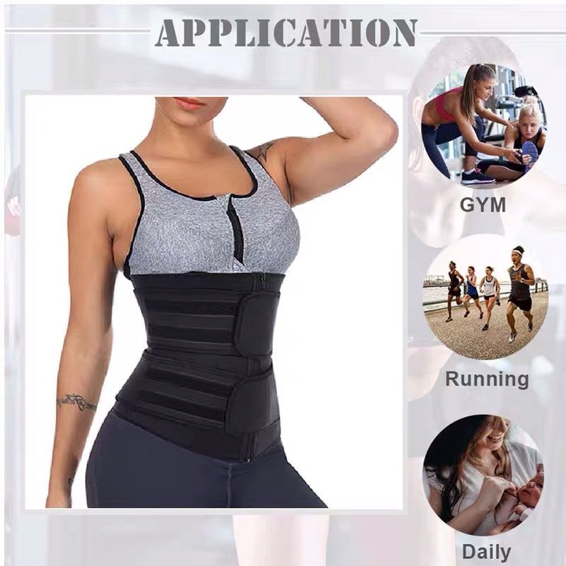 Sweat Waist Trainer for Women Two Belts, Neoprene Workout Corset Waist Trainer Cincher Trimmer Shaper Zipper - Image 3
