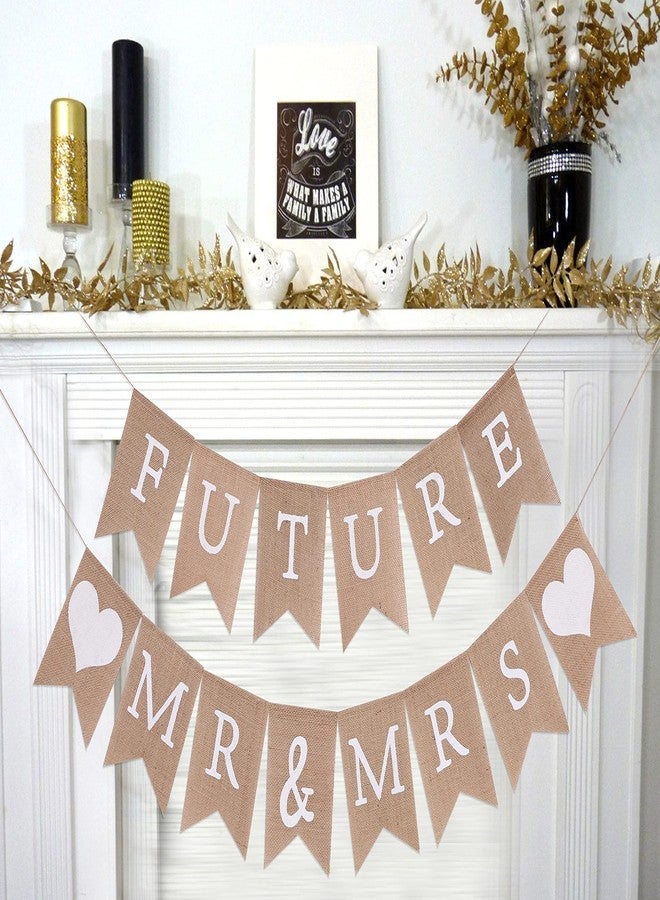 WAWOO Future Mr&Mrs Burlap Banner - Future Mr&Mrs Couples Shower Decor,Bridal Shower Decorations,Engagement Banner, Best Bridal Wedding Supplies - Image 2