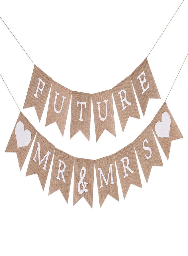 WAWOO Future Mr&Mrs Burlap Banner - Future Mr&Mrs Couples Shower Decor,Bridal Shower Decorations,Engagement Banner, Best Bridal Wedding Supplies - Image 1