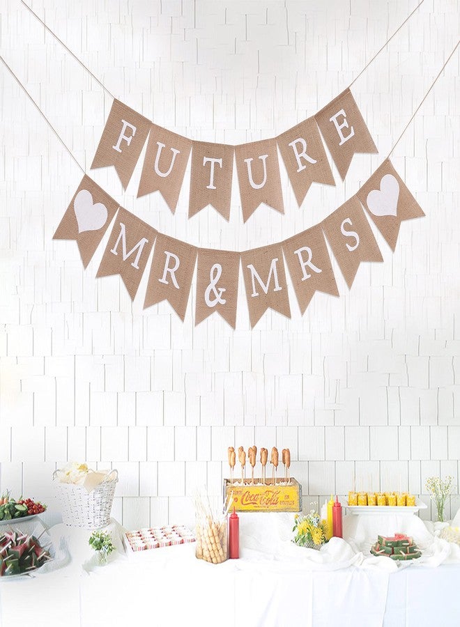 WAWOO Future Mr&Mrs Burlap Banner - Future Mr&Mrs Couples Shower Decor,Bridal Shower Decorations,Engagement Banner, Best Bridal Wedding Supplies - Image 3